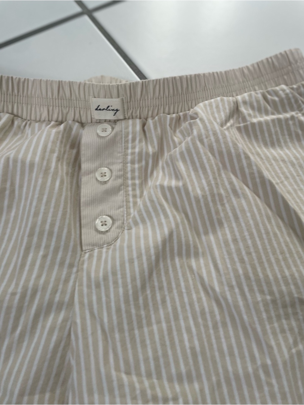 Darling Beige and White Striped Cotton Lounge Pants
